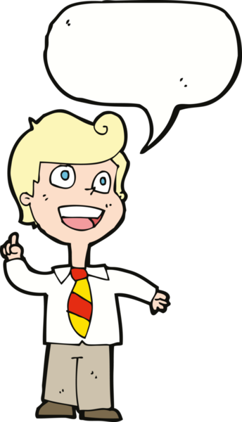 bir insan tarafından çizilmiş bir konuşma balonuyla el kaldıran karikatürist çocuk.