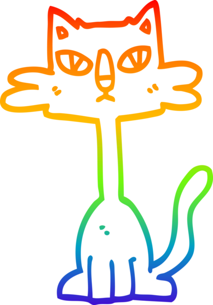 Gökkuşağı gradyan çizgi çizimi Bir insan tarafından çizilmiş komik kedi