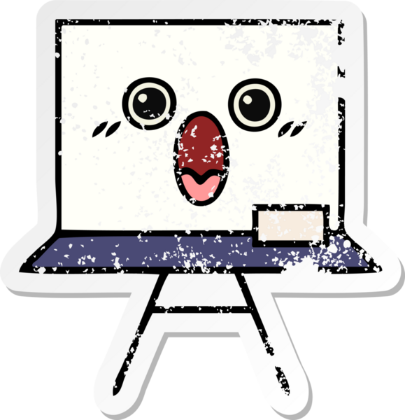 Bir insan tarafından çizilmiş beyaz bir karikatür çıkartması.