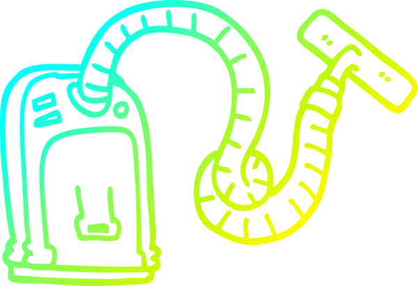 Bir insan tarafından çizilen çizgi film süpürgesinin soğuk gradyan çizgisi.