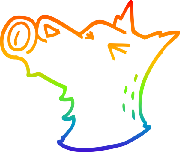 gökkuşağı gradyan çizgi çizimi bir insan tarafından çizilmiş uluyan bir köpek