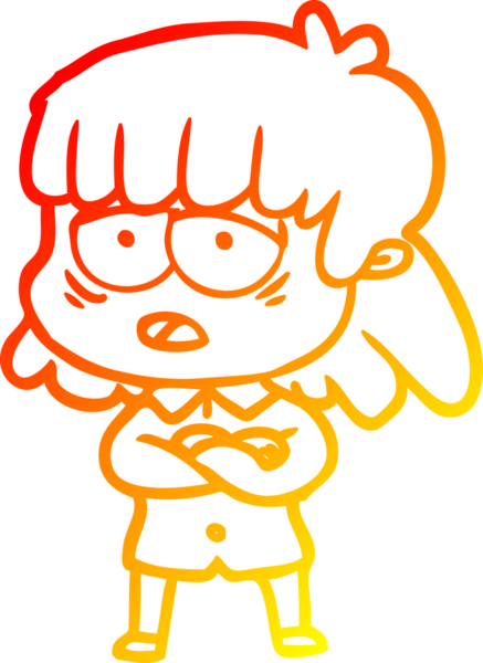 Bir insan tarafından çizilmiş, karikatür çizen, yorgun bir kadın.