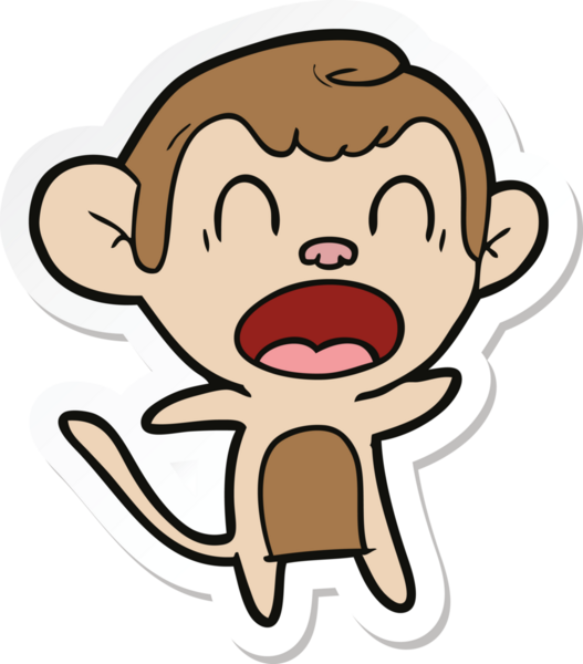 Bir insan tarafından çizilmiş bağıran çizgi film maymunu çıkartması.