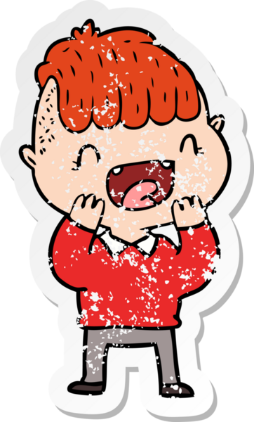 Bir insan tarafından çizilmiş üzgün, mutlu bir çocuğun çıkartması.