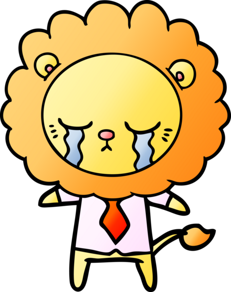 Bir insan tarafından çizilmiş ağlayan çizgi film aslanı.