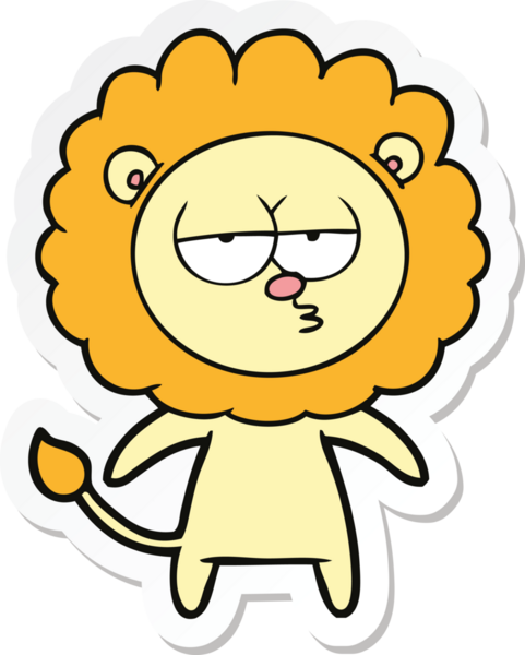 Bir insan tarafından çizilmiş canı sıkkın bir aslanın çıkartması.