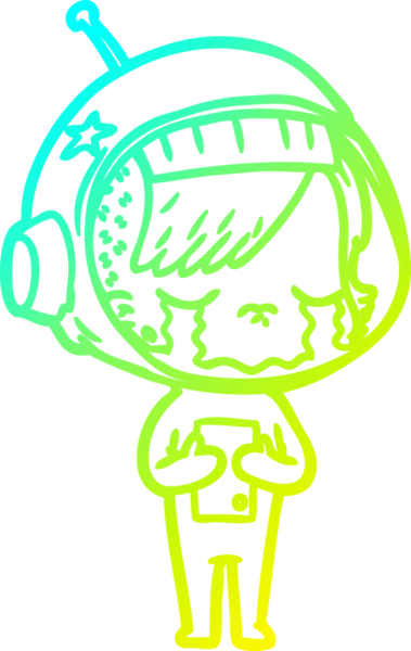 Bir insan tarafından çizilmiş ağlayan astronot bir kızın soğuk gradyan çizimi