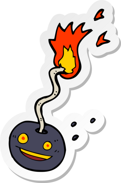 Bir insan tarafından çizilmiş bir çizgi film bombasının çıkartması.