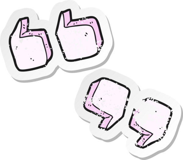 Bir insanın çizdiği karikatür tırnak işaretlerinin gerilimli yapıştırması.