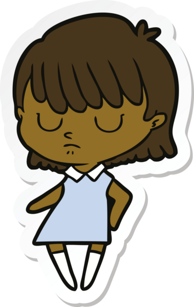 Bir insan tarafından çizilmiş bir karikatür kadının çıkartması.