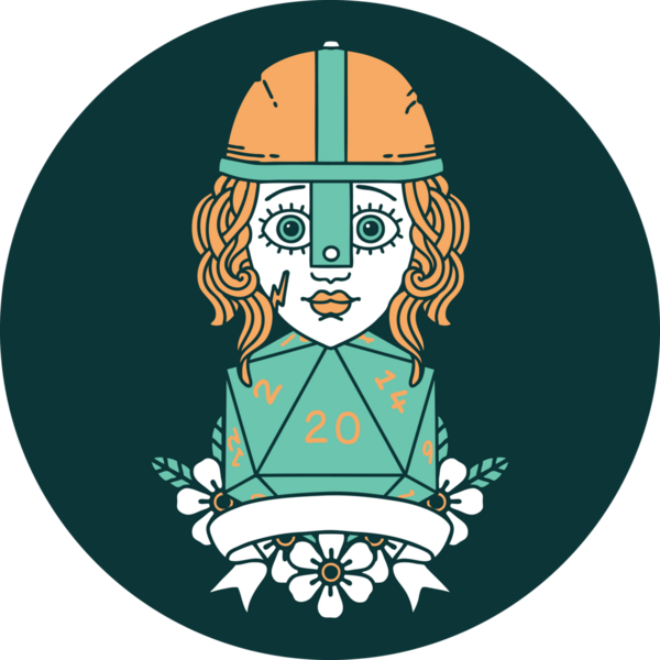 Bir insan tarafından çizilmiş doğal 20 D20 silindirli insan dövüşçüsü simgesi