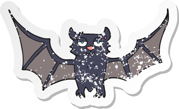 Bir insan tarafından çizilmiş bir cadılar bayramı yarasasının gerilmiş çıkartması.