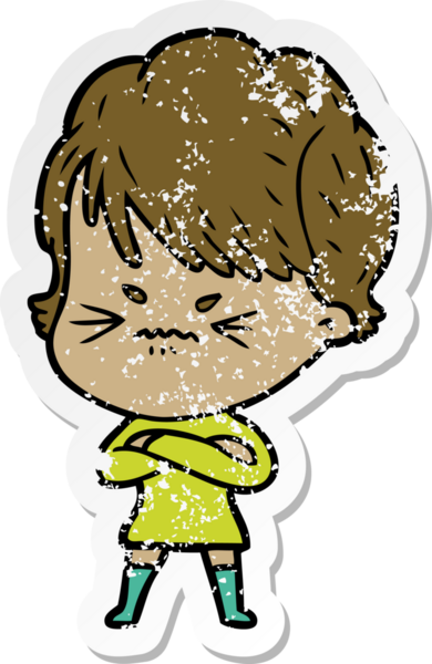 Bir insan tarafından çizilmiş, hayal kırıklığına uğramış bir karikatür çıkartması.