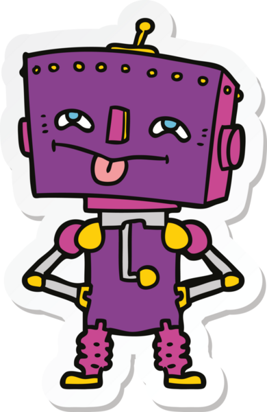 Bir insan tarafından çizilmiş robot karikatür çıkartması.