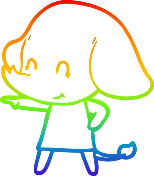 Gökkuşağı gradyan çizgisi bir insan tarafından çizilmiş şirin bir fil çizimi