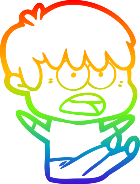 Bir insan tarafından çizilmiş endişeli bir çizgi film çocuğunun çizimi.