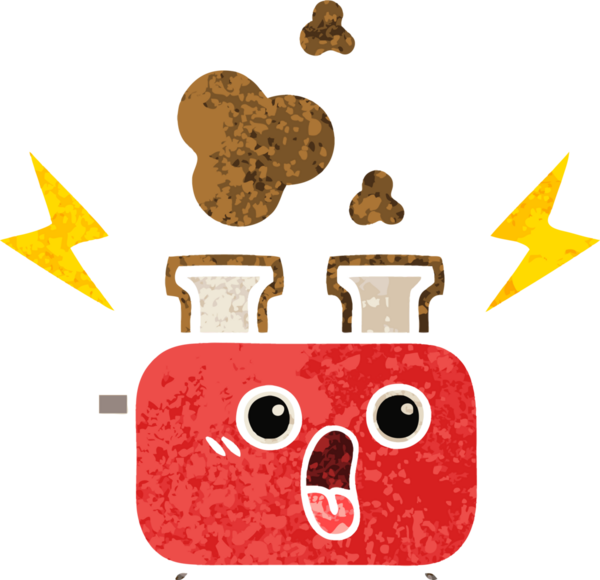 Bir insan tarafından çizilmiş bir tost makinesinin retro çizim stili karikatürü