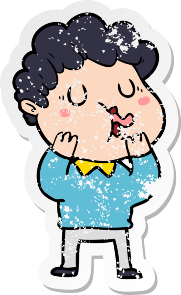 Bir insan tarafından çizilmiş bir çizgi film karakterinin sıkıntılı çıkartması.