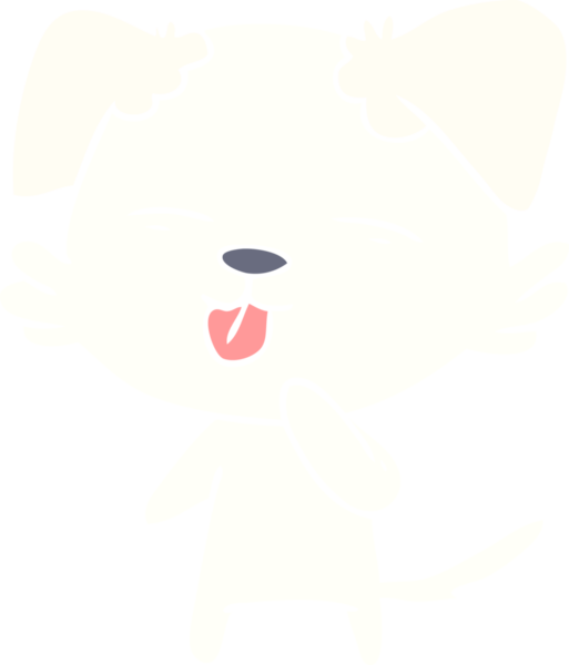 Bir insan tarafından çizilmiş düz renkli çizgi film köpeği.