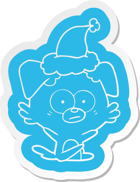 Bir insan tarafından çizilmiş Noel Baba şapkasının garip bir çizgi filmi çıkartması.