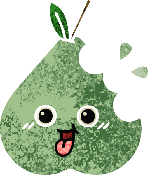 Bir insan tarafından çizilmiş bir armutun retro çizim tarzı karikatürü