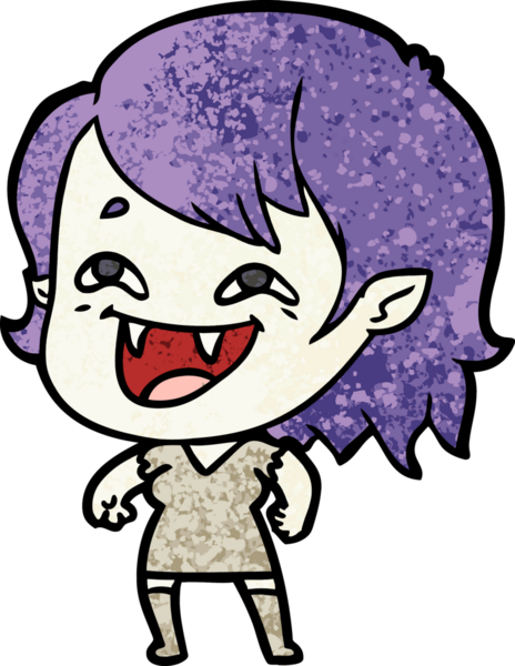 Bir insan tarafından çizilmiş gülen vampir kız çizgi filmi.