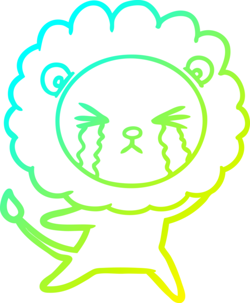 Bir insan tarafından çizilmiş ağlayan aslanın soğuk gradyan çizgisi