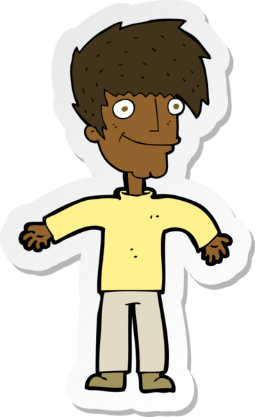 Bir insan tarafından çizilmiş mutlu bir adamın çıkartması.