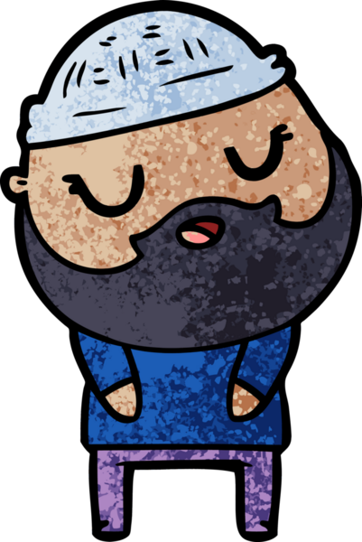 Bir insan tarafından çizilmiş sakallı bir çizgi film adamı.