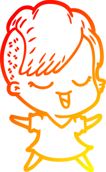 Bir insan tarafından çizilmiş mutlu bir çizgi film kızı çizimi