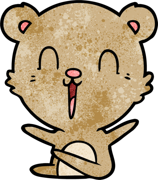 Bir insan tarafından çizilmiş mutlu bir çizgi film ayısı.