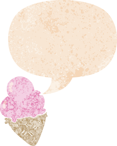 Bir insan tarafından çizilmiş grunge dertli retro tarzı konuşma baloncuklu çizgi film dondurması.