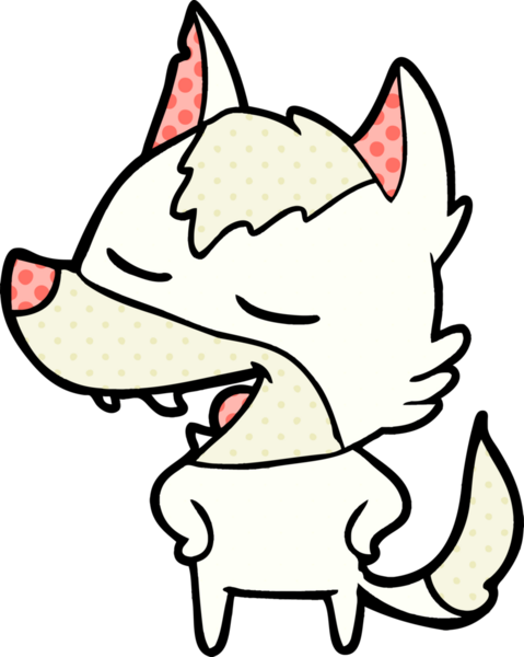 Bir insan tarafından çizilmiş gülen bir kurt.