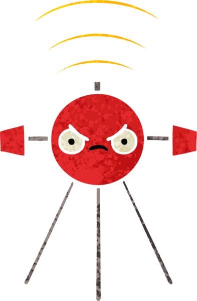 Bir insan tarafından çizilmiş bir uydunun retro çizim tarzı karikatürü