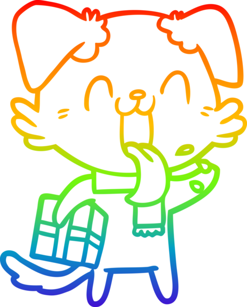 Gökkuşağı gradyan çizgi çizimi Bir insan tarafından çizilmiş nefes nefese bir köpek