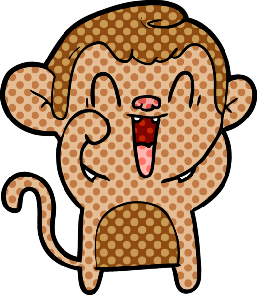 Bir insan tarafından çizilmiş gülen maymun çizgi filmi