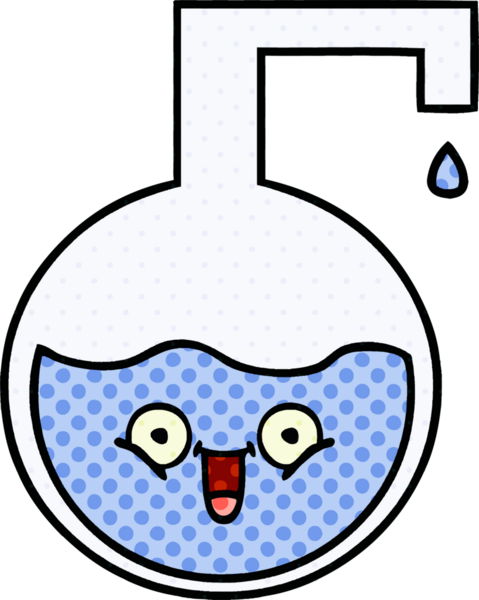 Bir insan tarafından çizilmiş bir bilim şişesinin çizgi romanı.