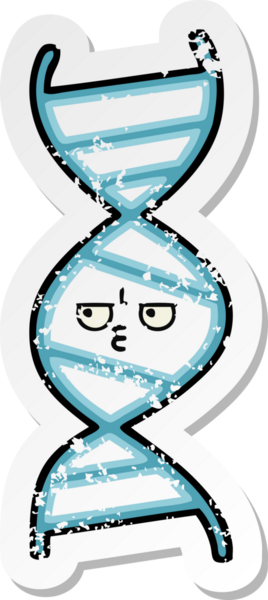 Bir insan tarafından çizilmiş şirin bir DNA ipliğinin sıkıntılı çıkartması.