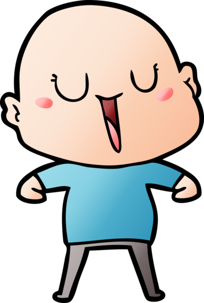 Bir insan tarafından çizilmiş mutlu, kel adam.