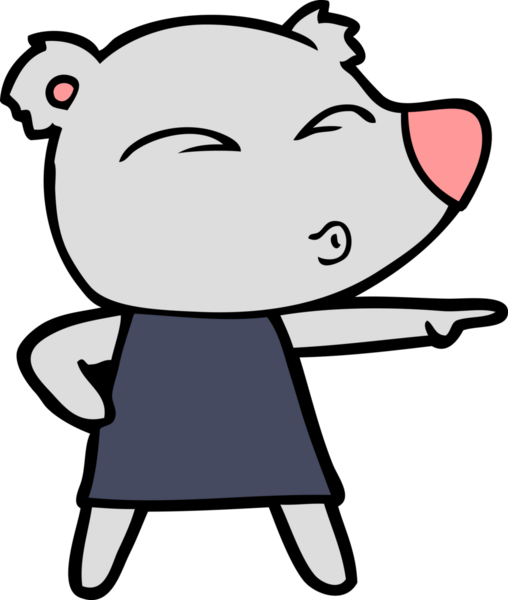 Bir insan tarafından çizilmiş ıslık çalan ayı çizgi filmi.