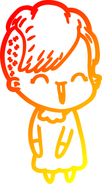 Bir insan tarafından çizilmiş mutlu çizgi film hipster kızı çizimi.