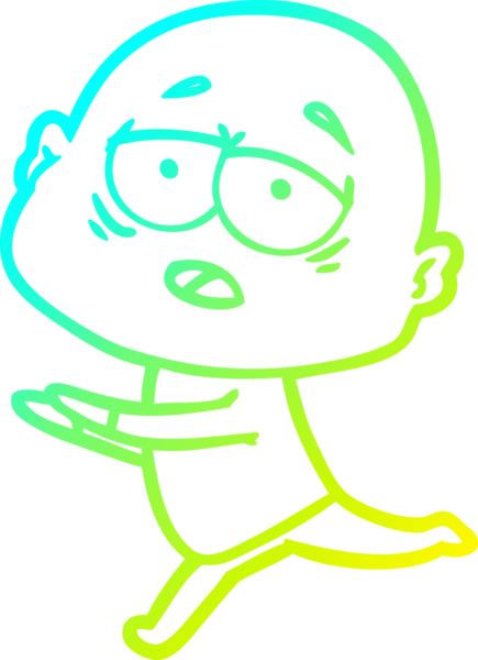 Bir insan tarafından çizilmiş, yorgun, kel bir adamın çizdiği soğuk çizgi.