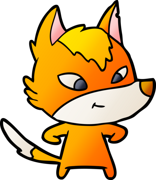 Bir insan tarafından çizilmiş tilki çizgi film karakteri