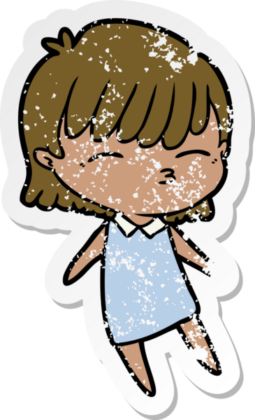 Bir insan tarafından çizilmiş karikatür bir kadının sıkıntılı çıkartması.