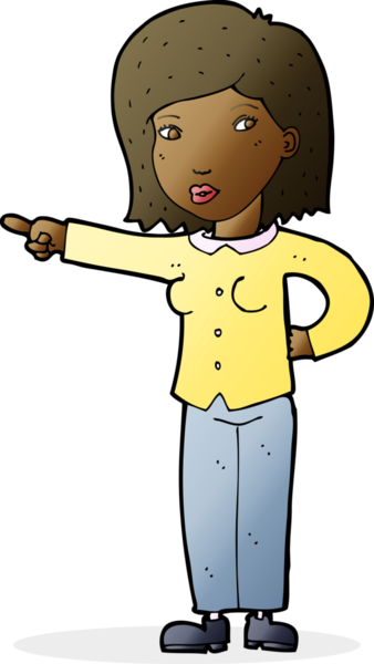 Bir insan tarafından çizilmiş çizgi film kadını.