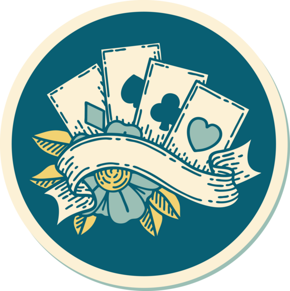 Geleneksel kart stili ve bir insan tarafından çizilmiş dövme çıkartması.