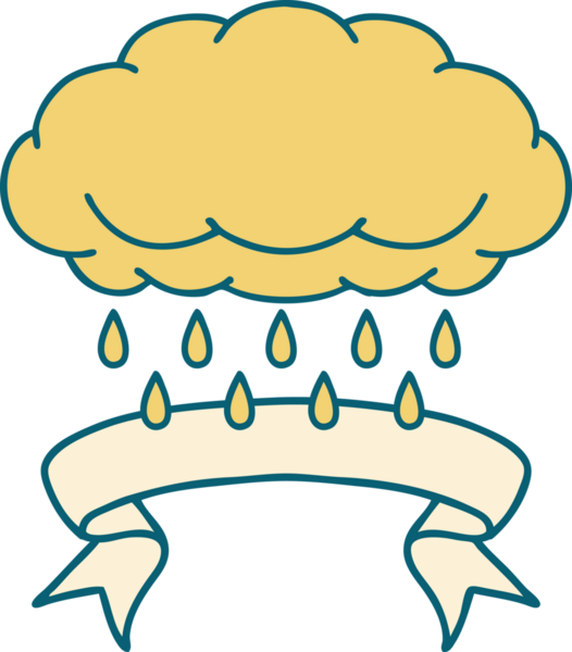 Bir insan tarafından çizilmiş, bulutlu geleneksel dövme.