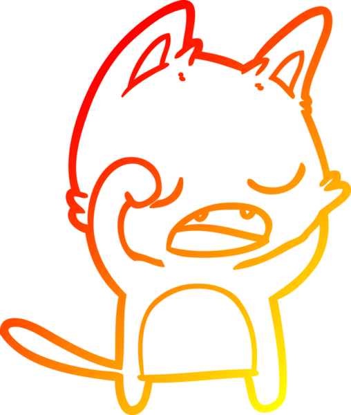 Bir insan tarafından çizilen konuşan kedi çizgi filminin sıcak gradyan çizimi