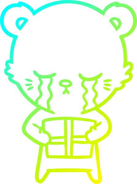 Ağlayan bir çizgi film ayısının insan eliyle çizilmiş soğuk çizgi çizgisi.