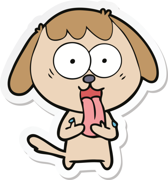 Bir insan tarafından çizilmiş şirin bir köpeğin çıkartması.